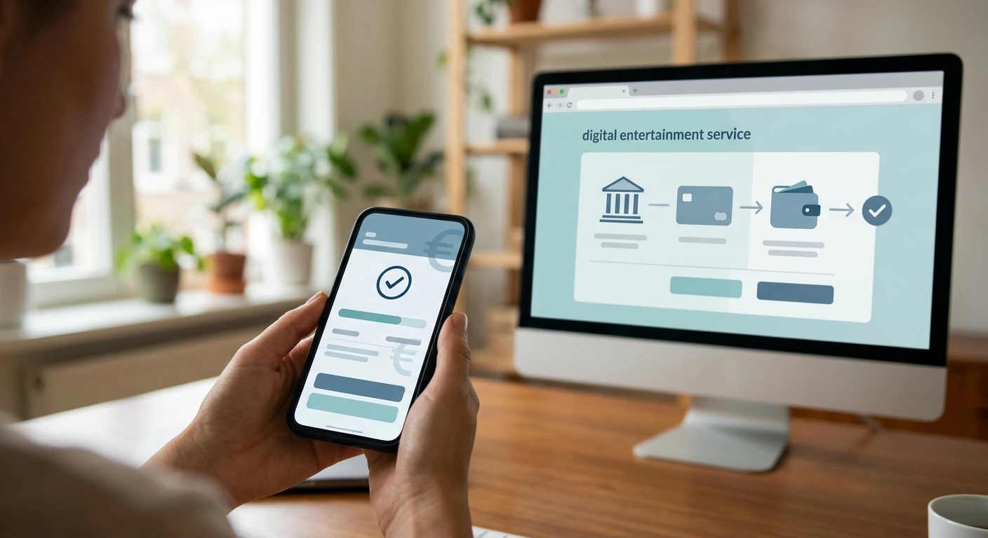Illustratie van via internet betaalmethoden in euro voor SpinPanda